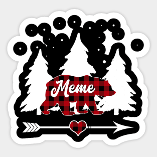 Meme Bear Buffalo Plaid Christmas Matching Family Pajama Sticker